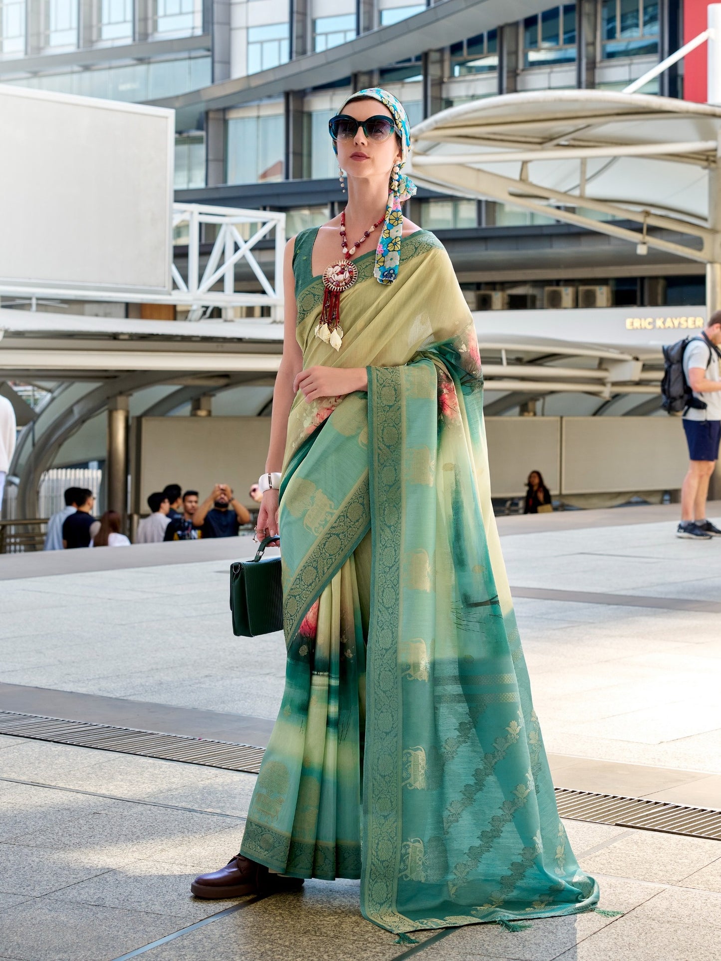 Sky color handloom modal silk saree for women online