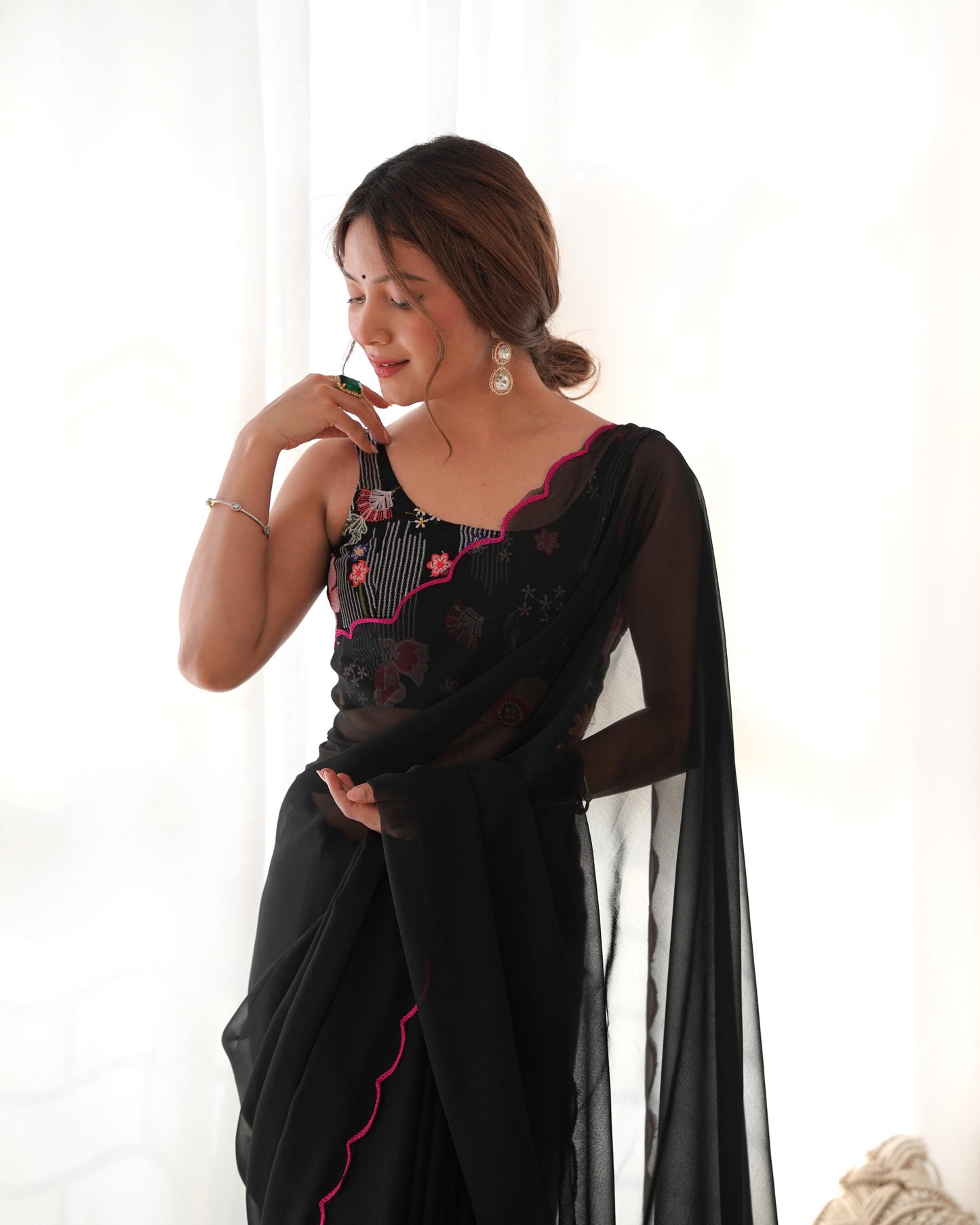 Black georgette saree online shopping