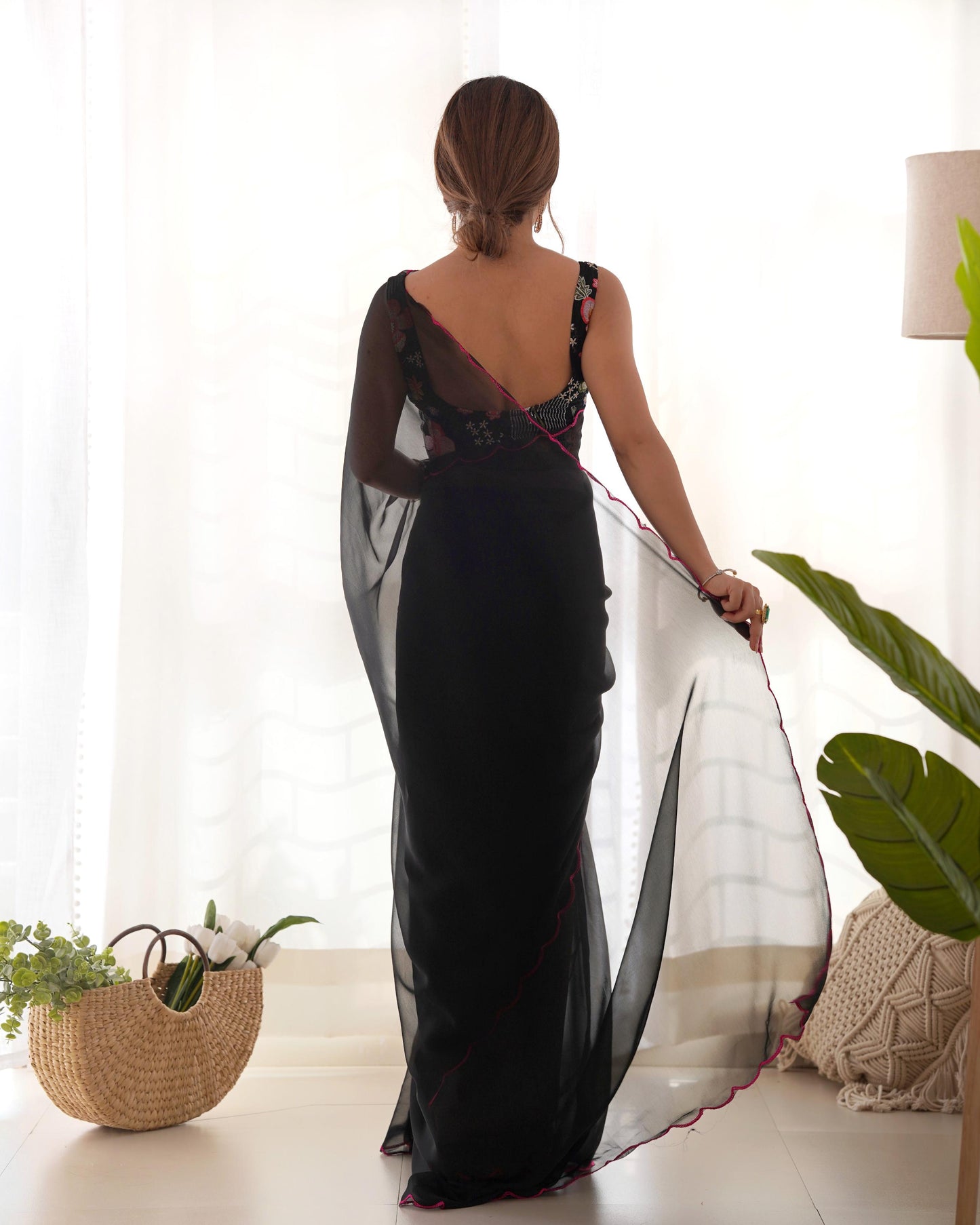 Black Georgette Saree Party Wear