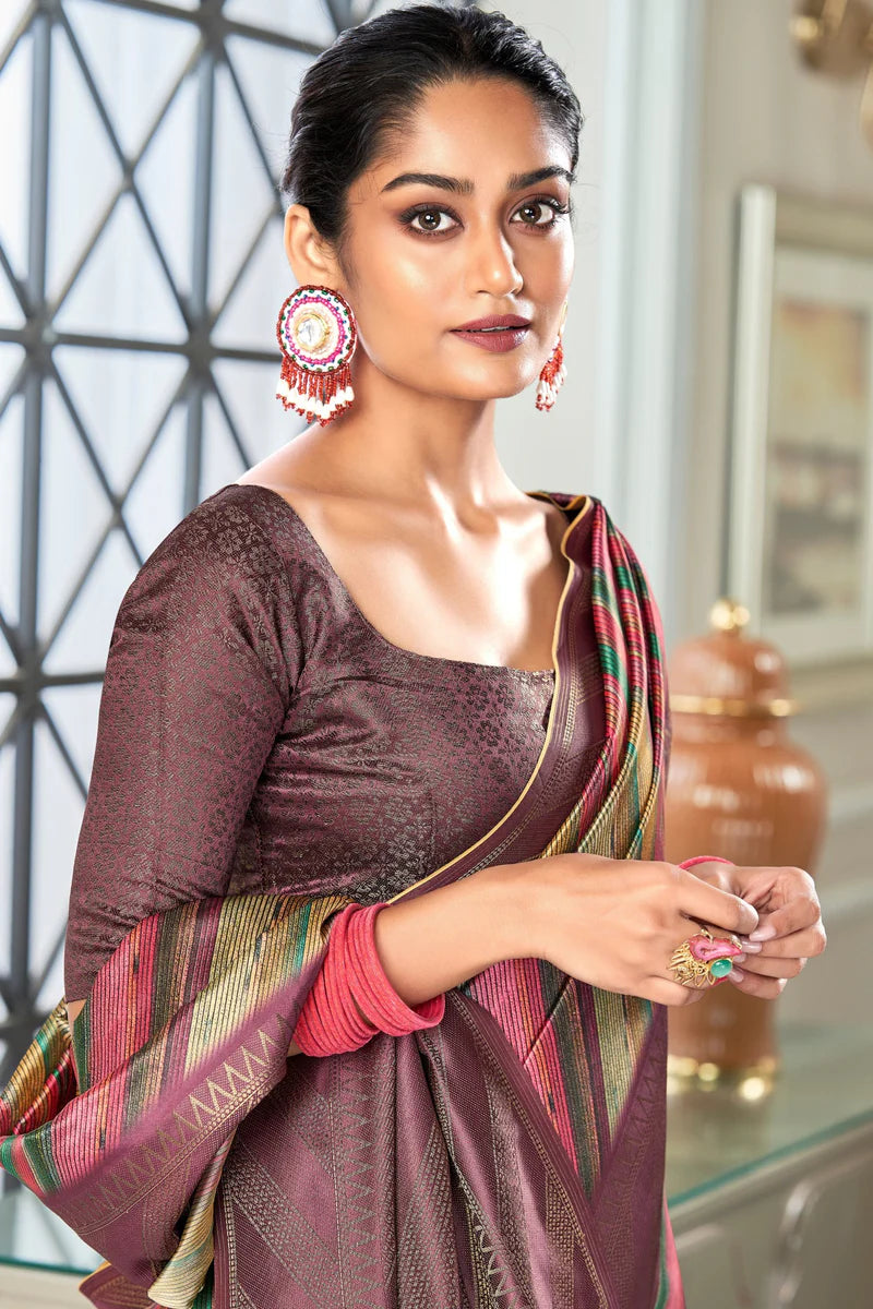 Purple color handloom silk saree for women with price