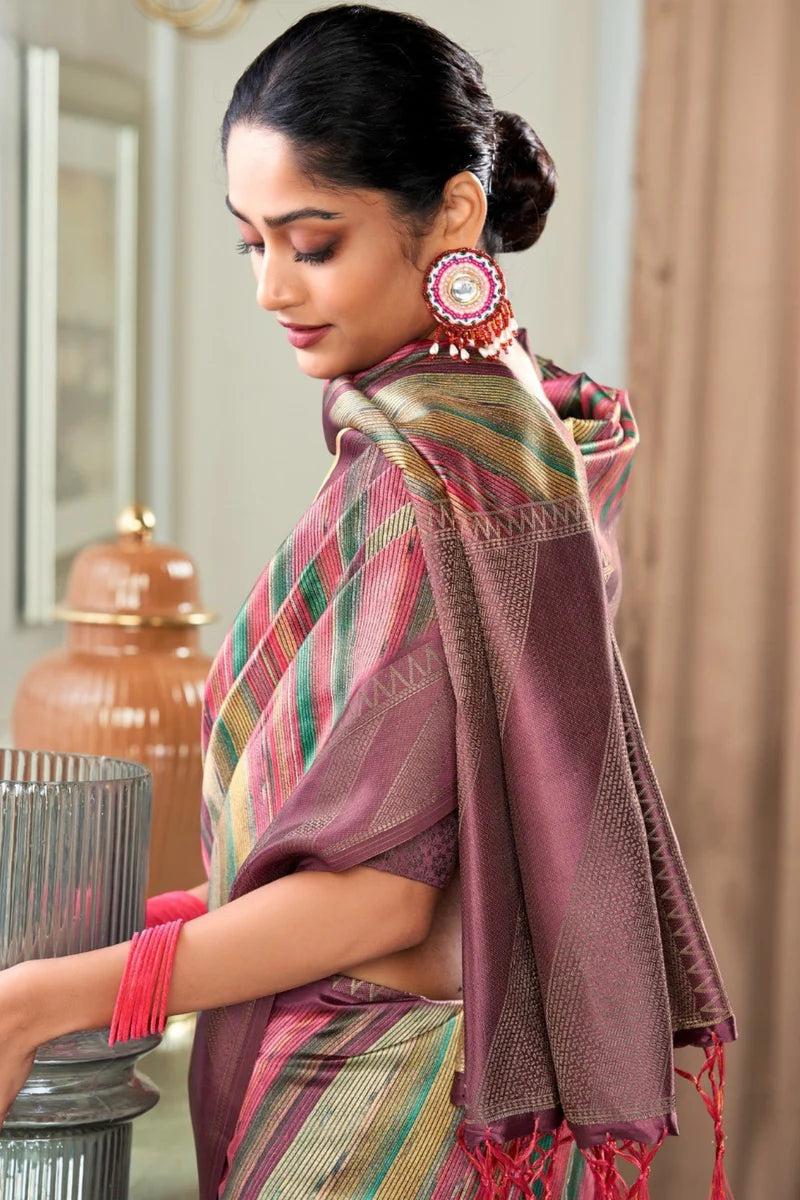 Pure purple color handloom silk saree for women