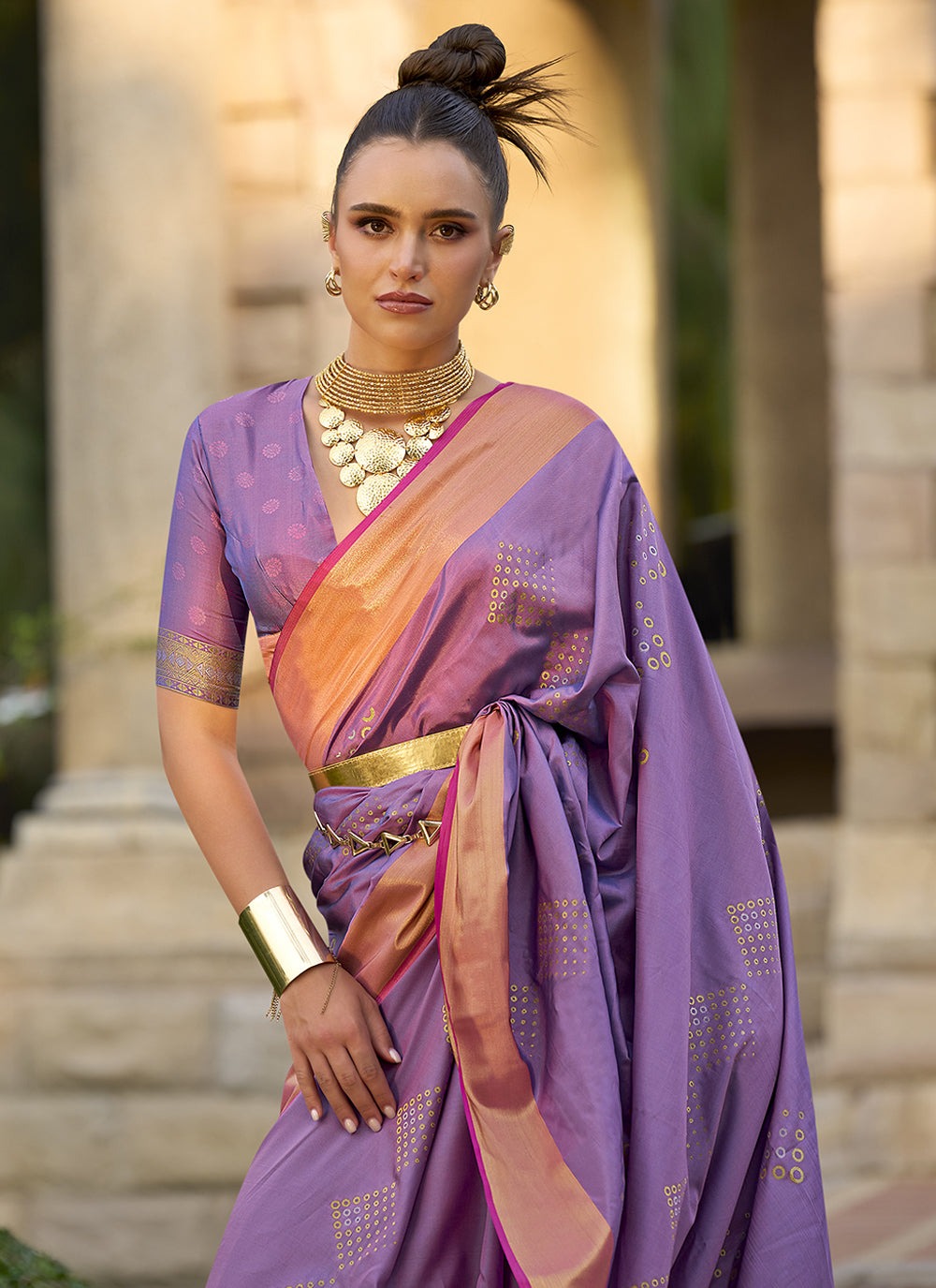 Lavender silk saree for women price