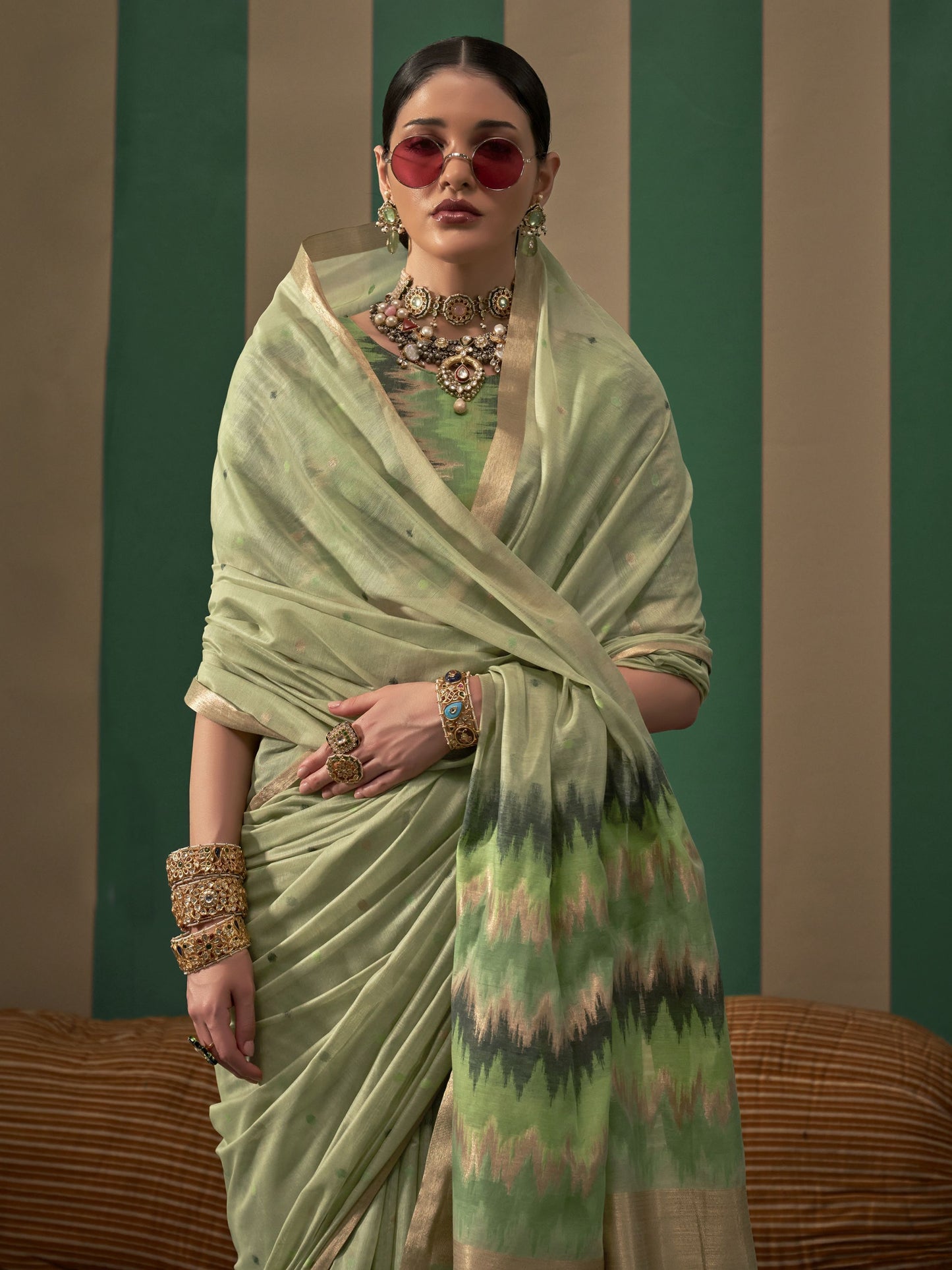 Green handloom silk sarees online