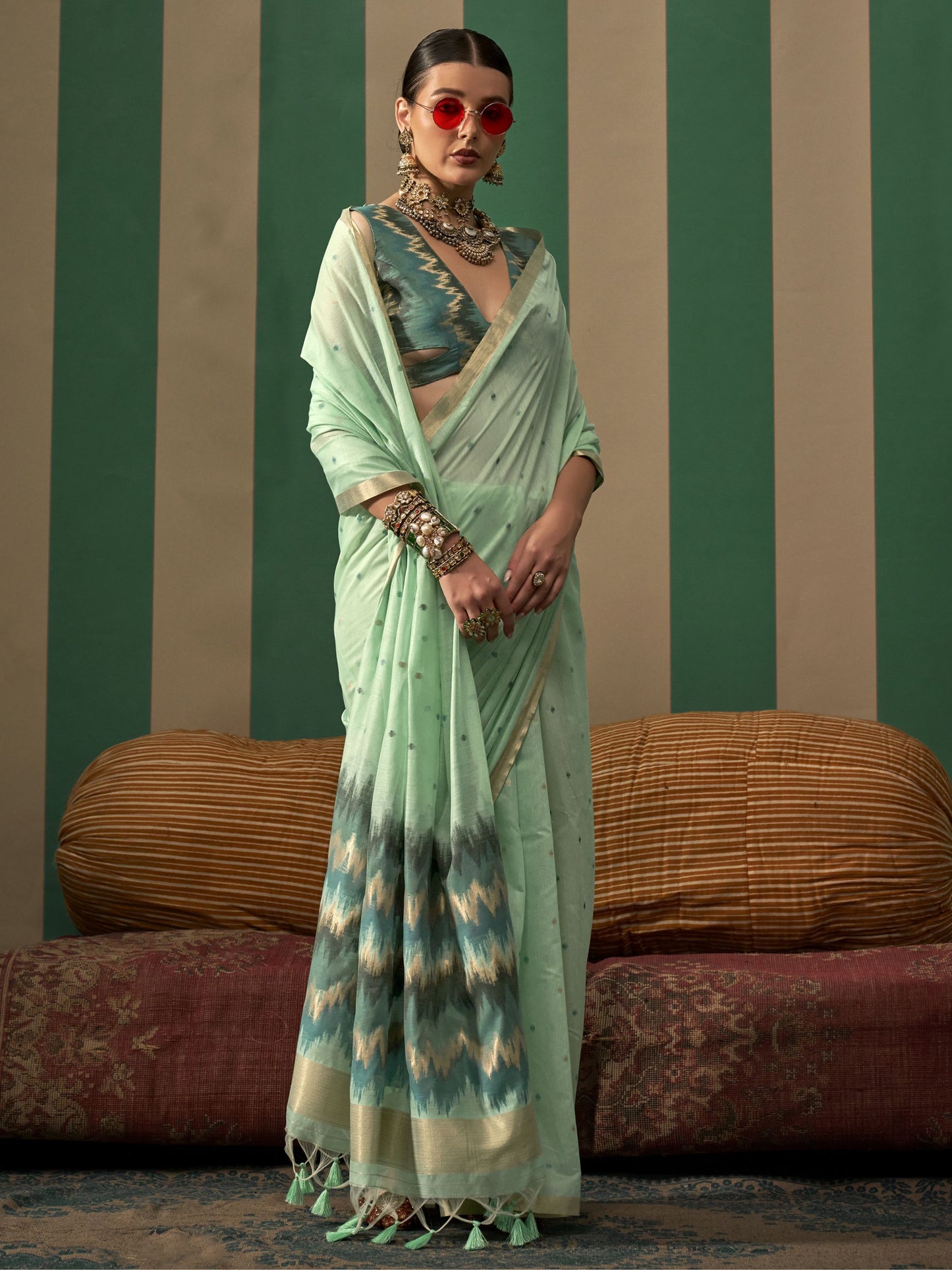 Pista handloom silk sarees online