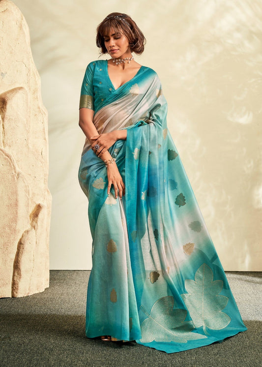 Rama color silk saree for women with price