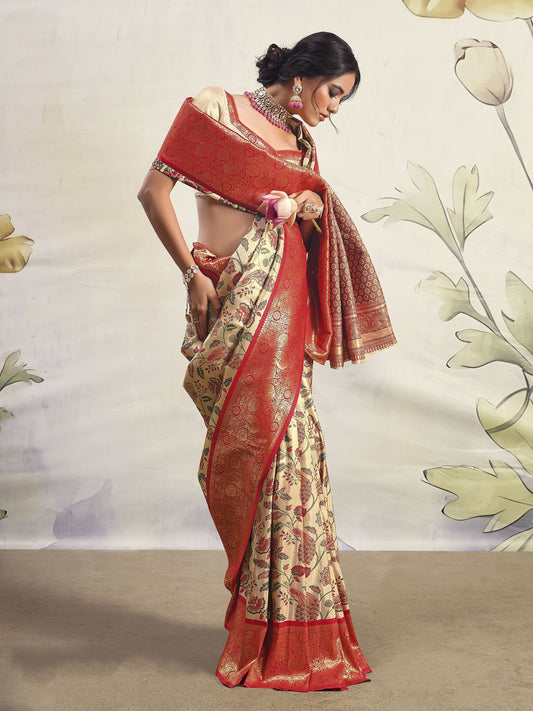 Beige Color Saree Party Wear