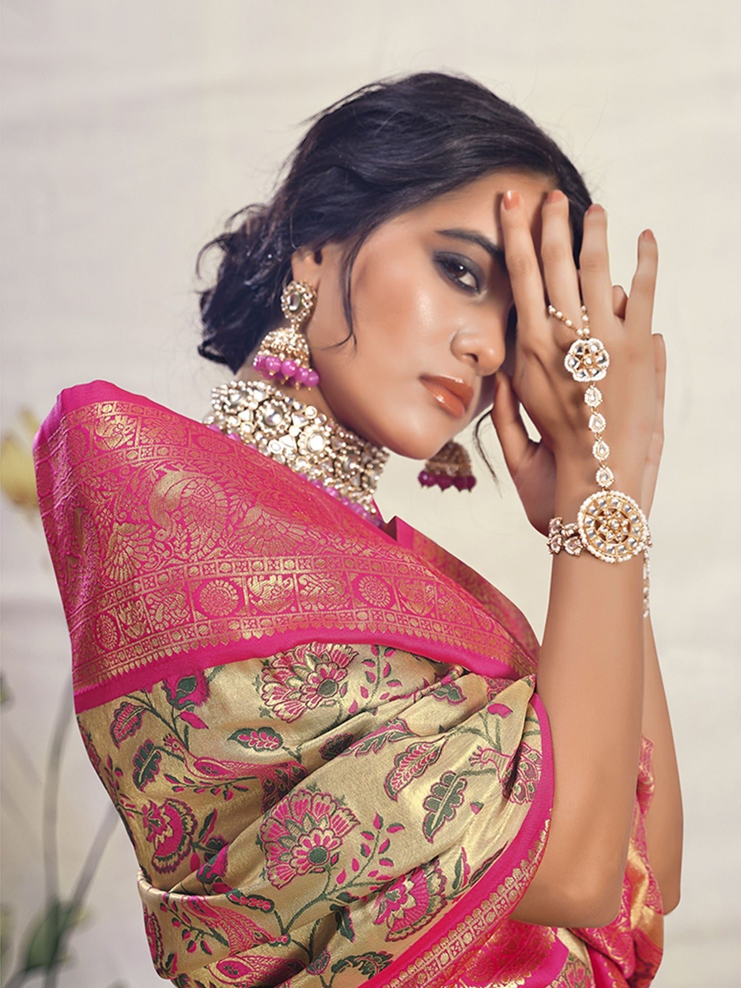 Pink Saree Party Wear