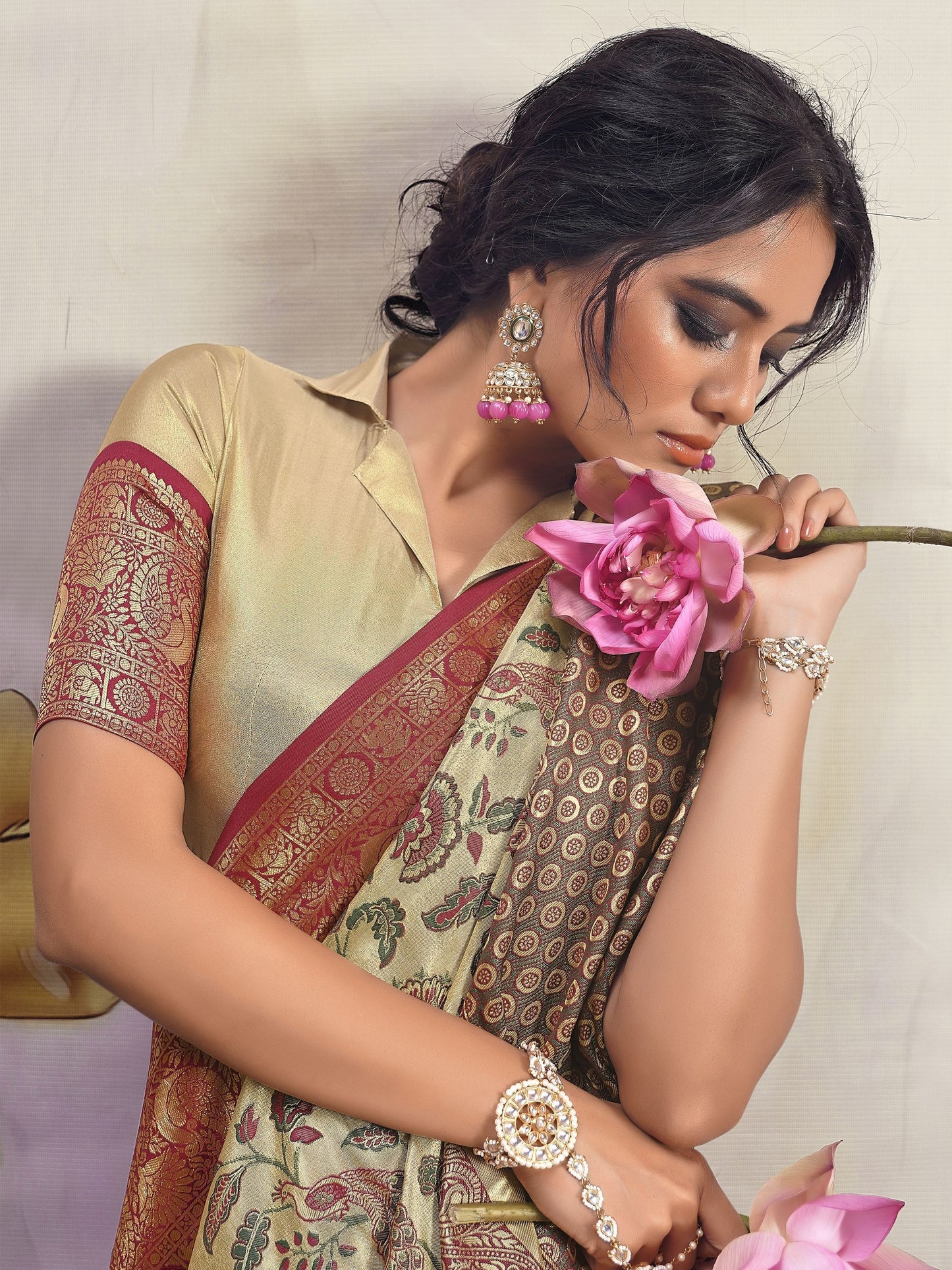 Maroon Silk Saree for women online shopping