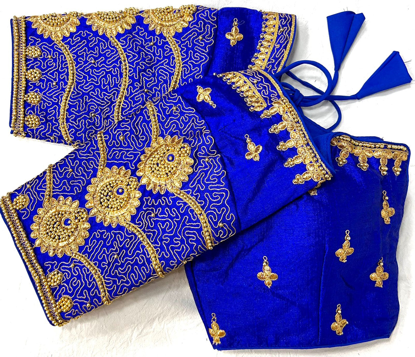 Blue color silk embroidery work blouse for women