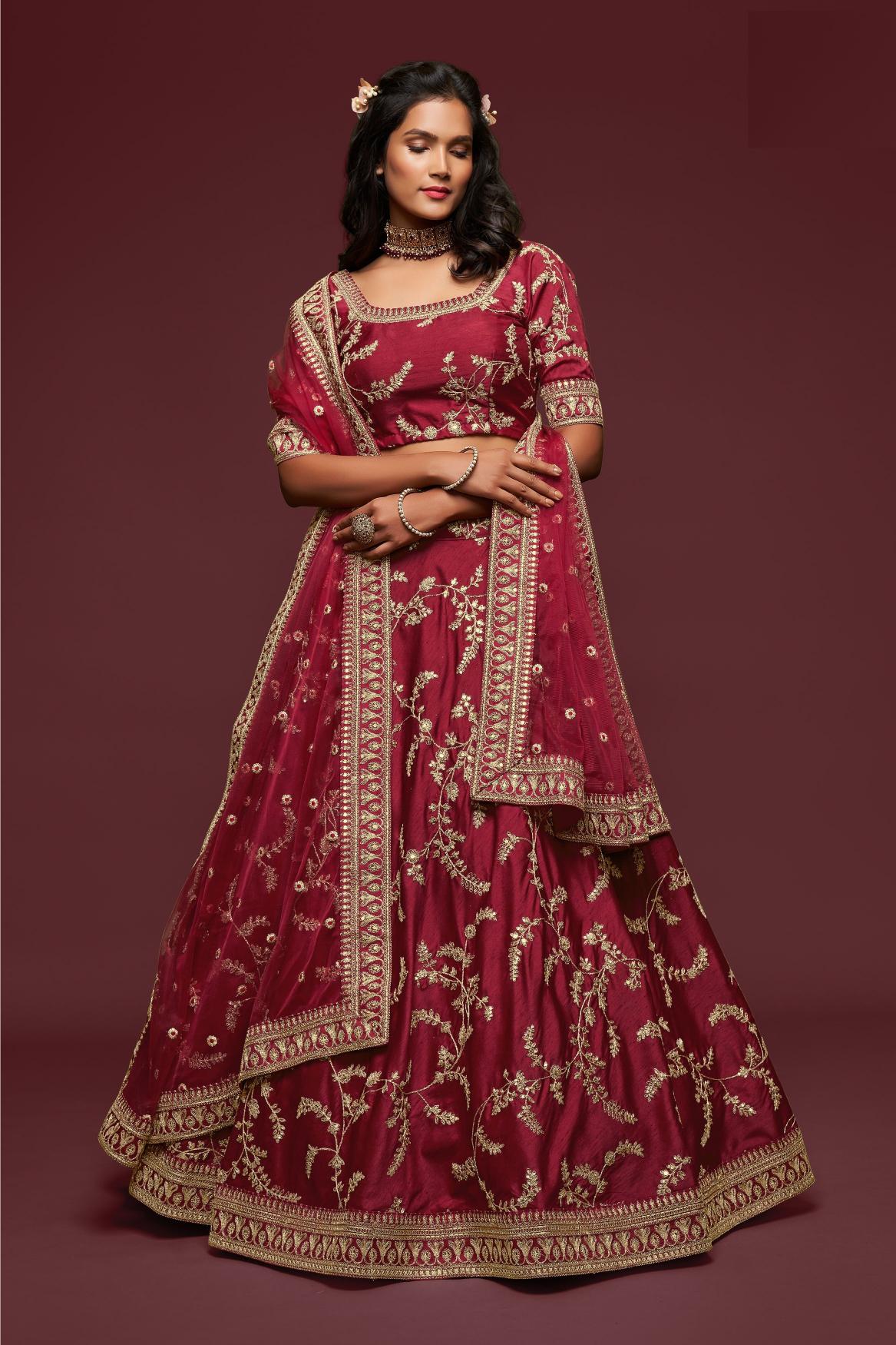 Maroon Lehenga for Party