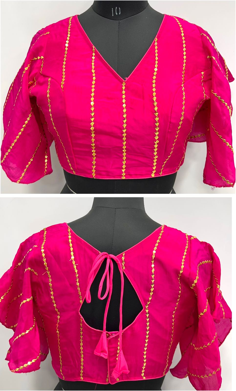 Rani Pink color silk sequins work blouse for party