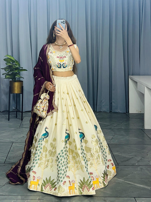 Wine color cotton lehenga choli for wedding