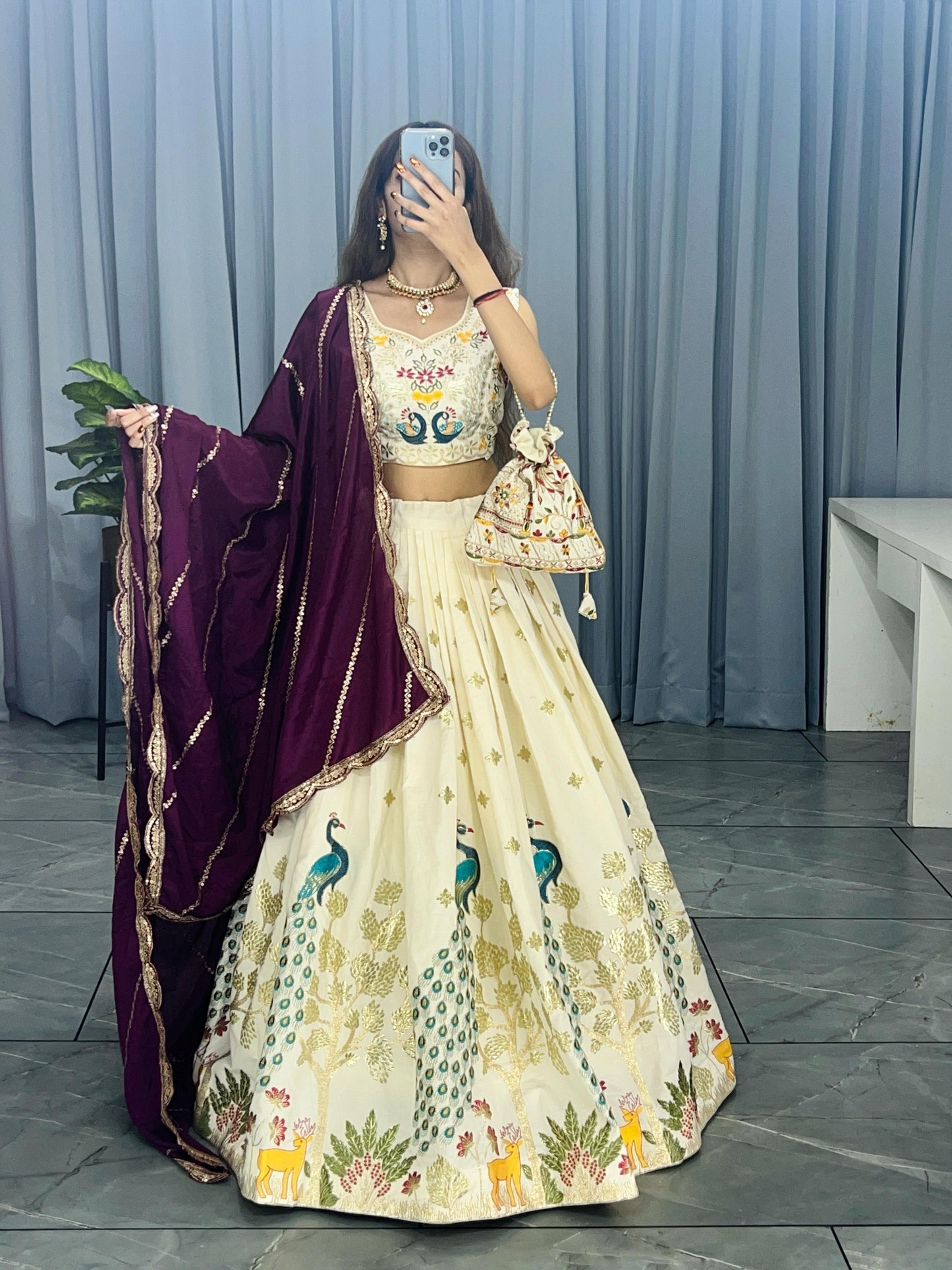 Wine color cotton lehenga choli for women