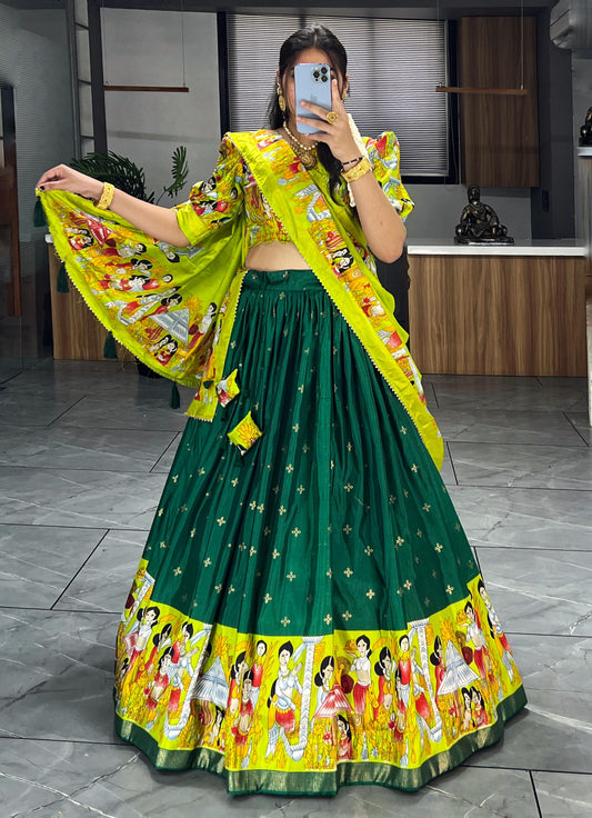 Green navratri lehenga choli for women with price