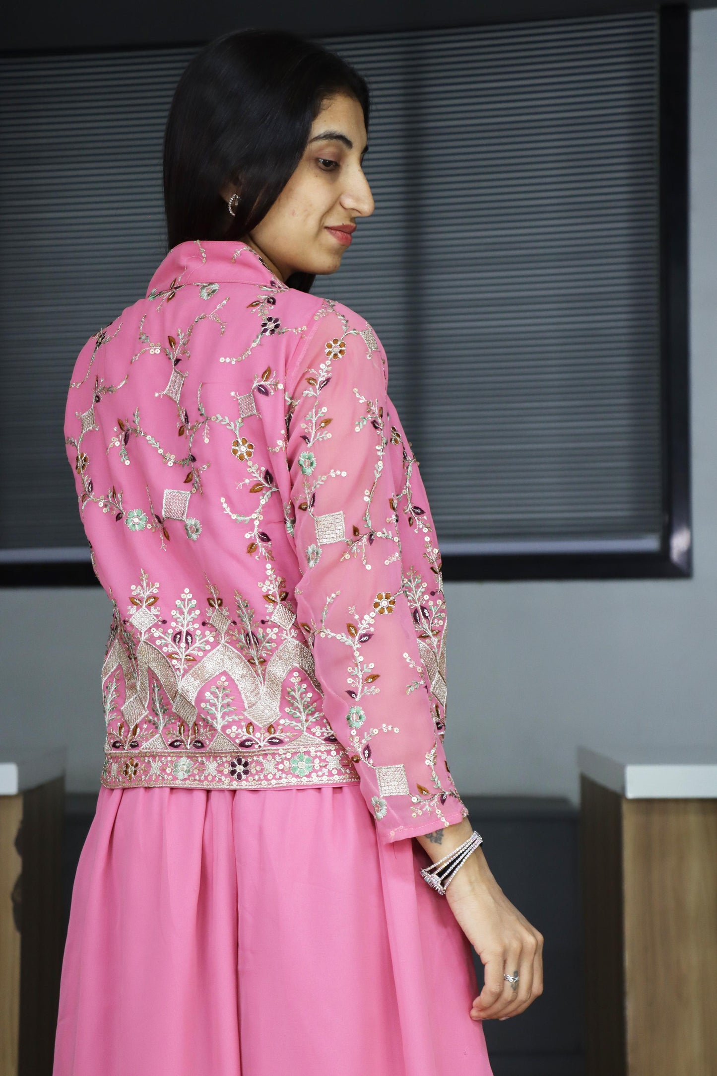 Dark pink color georgette sharara suit online shopping