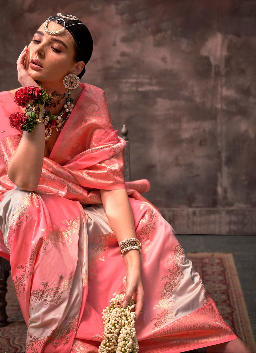 Silk saree with blouse for women