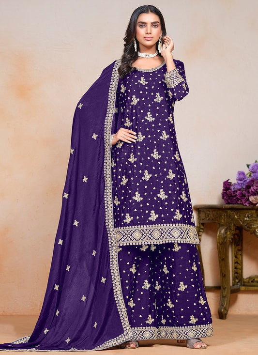 Purple chinon salwar suit for women with dupatta price