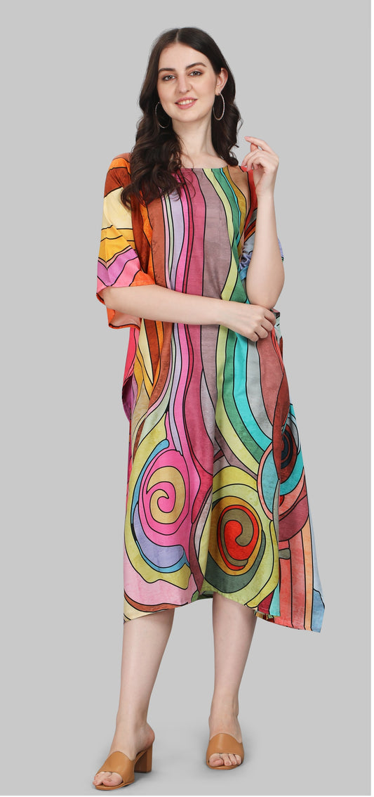 Multi color poly rayon kaftan for party