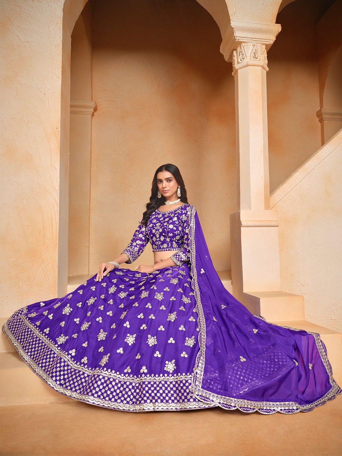 Party wear Purple color lehenga choli online
