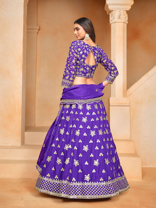 Purple color lehenga choli for wedding wear