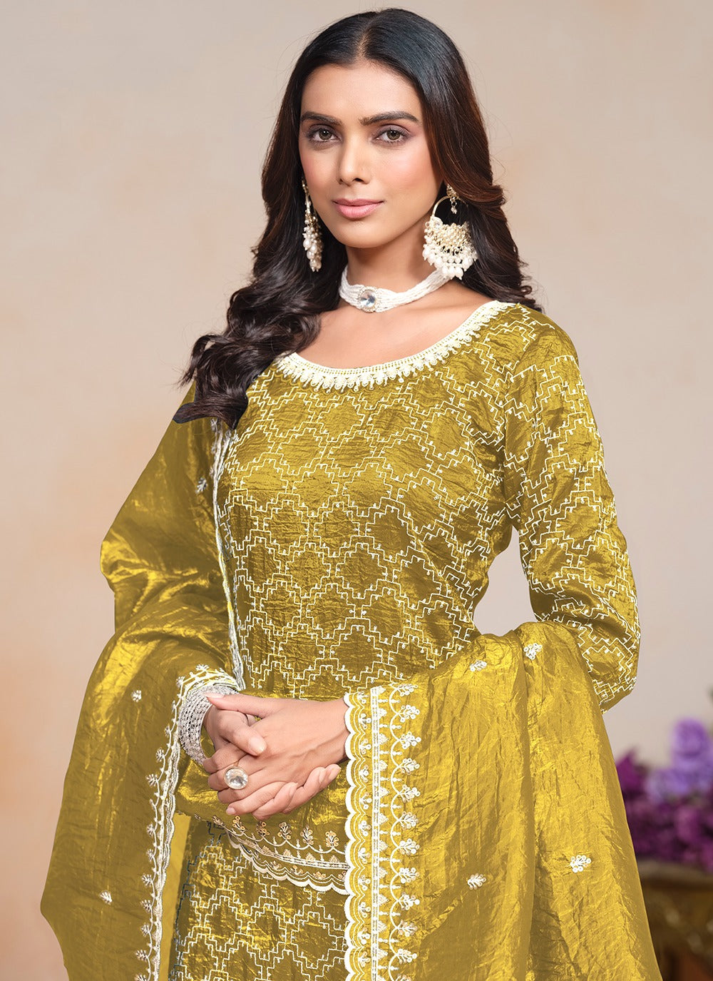 Yellow sharara for women