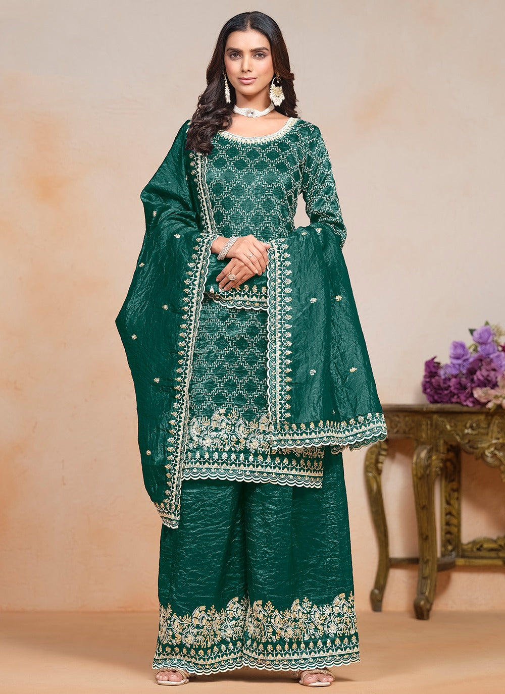 Traditional Wedding Wear Sharara Palazzon Suit For Mehendi Function Ragthm Traditional Wedding Wear Sharara Palazzon Suit For Mehendi Function Ragthm