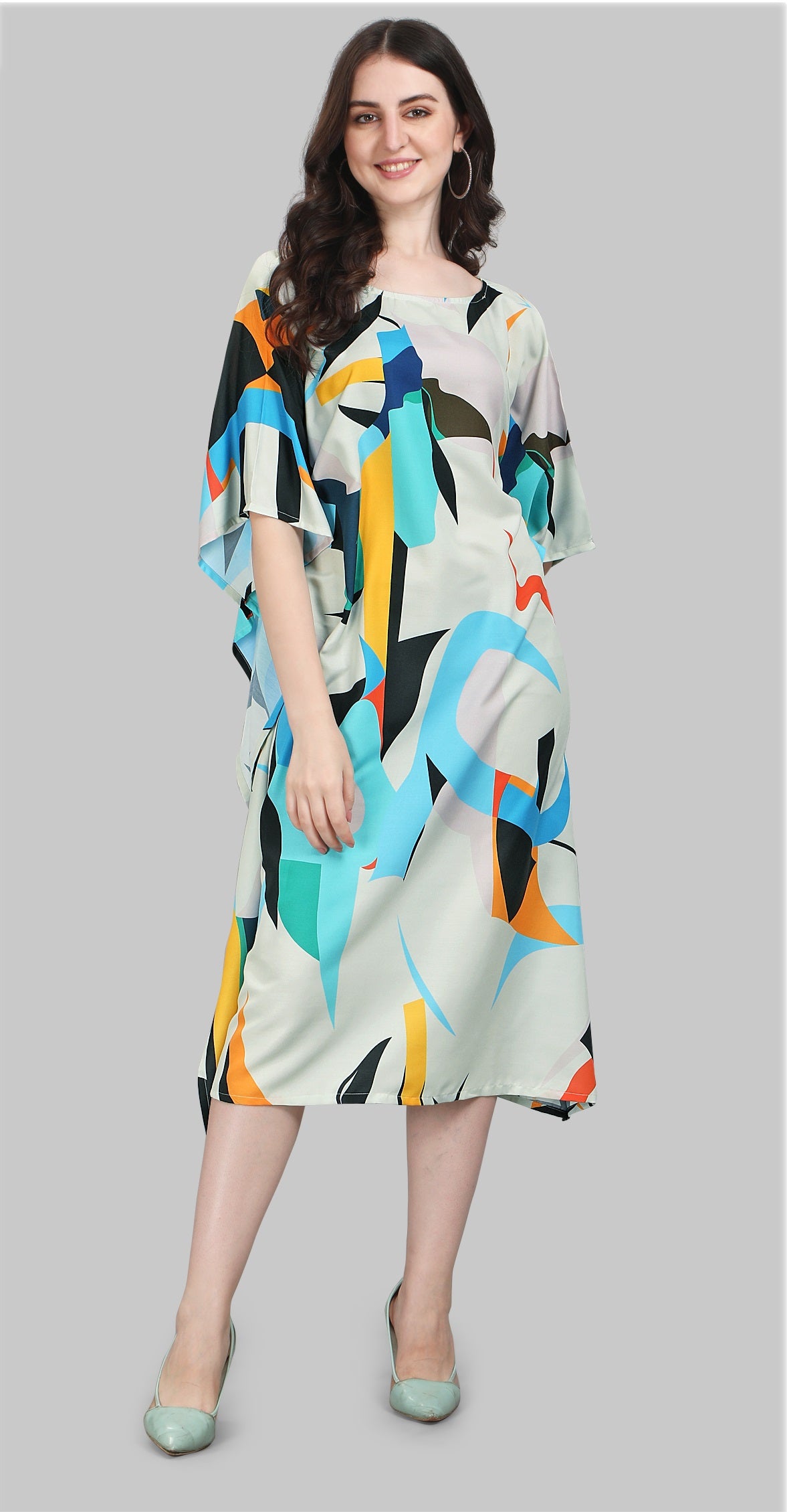Multi color poly rayon kaftan for women