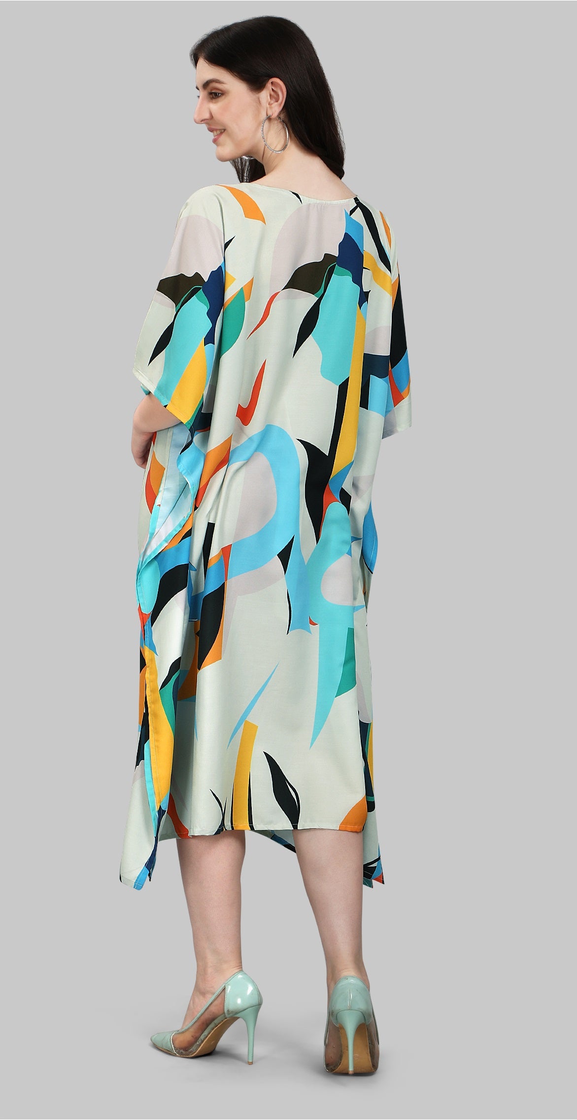 Multi color poly rayon kaftan with online