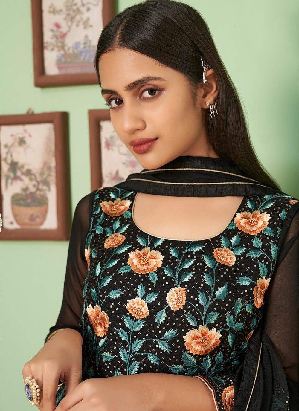 Black Georgette Sharara Suit