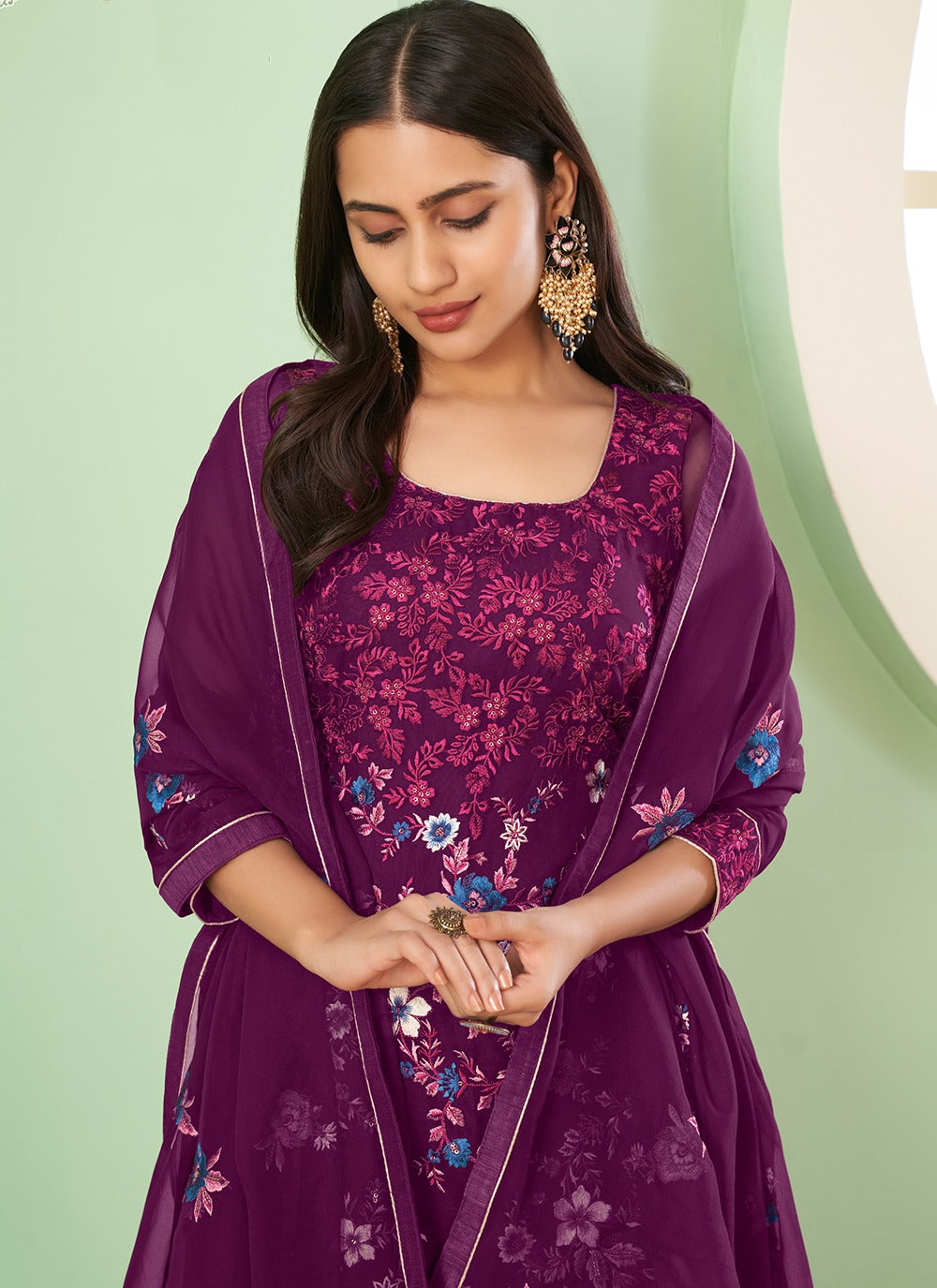 Wine georgette sharara suit for women online