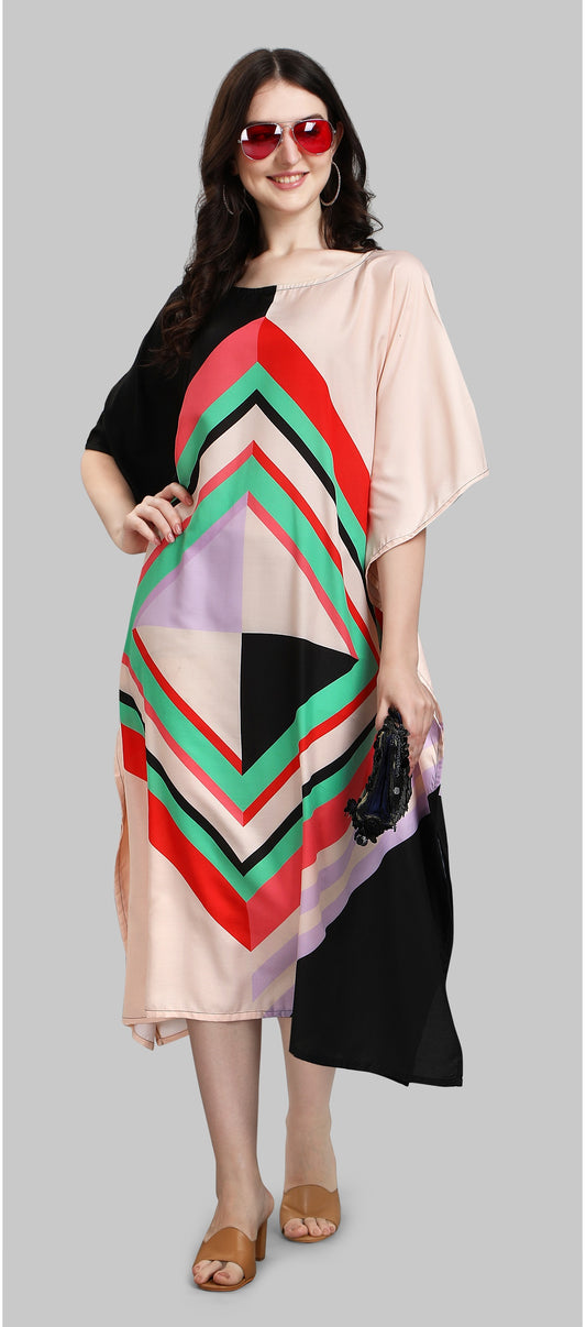 Multi color poly rayon kaftan for party
