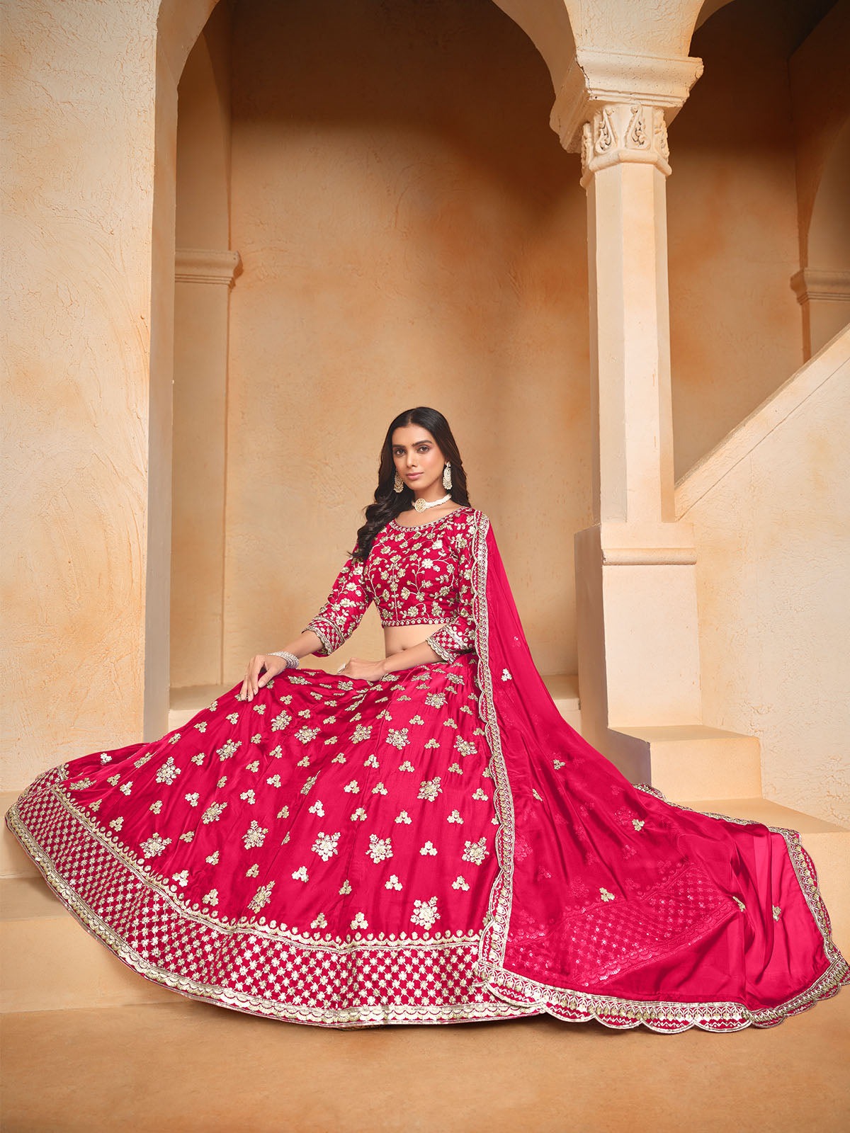 Wedding wear pink color lehenga choli
