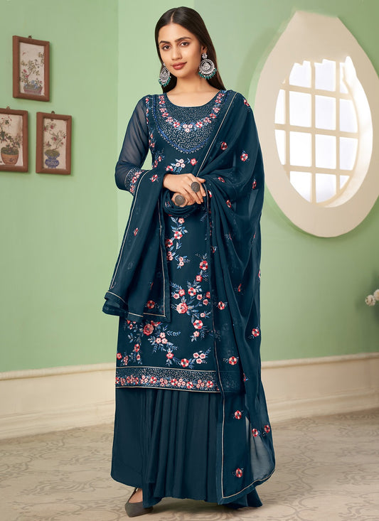 Morepeach georgette sharara suit for women with dupatta images