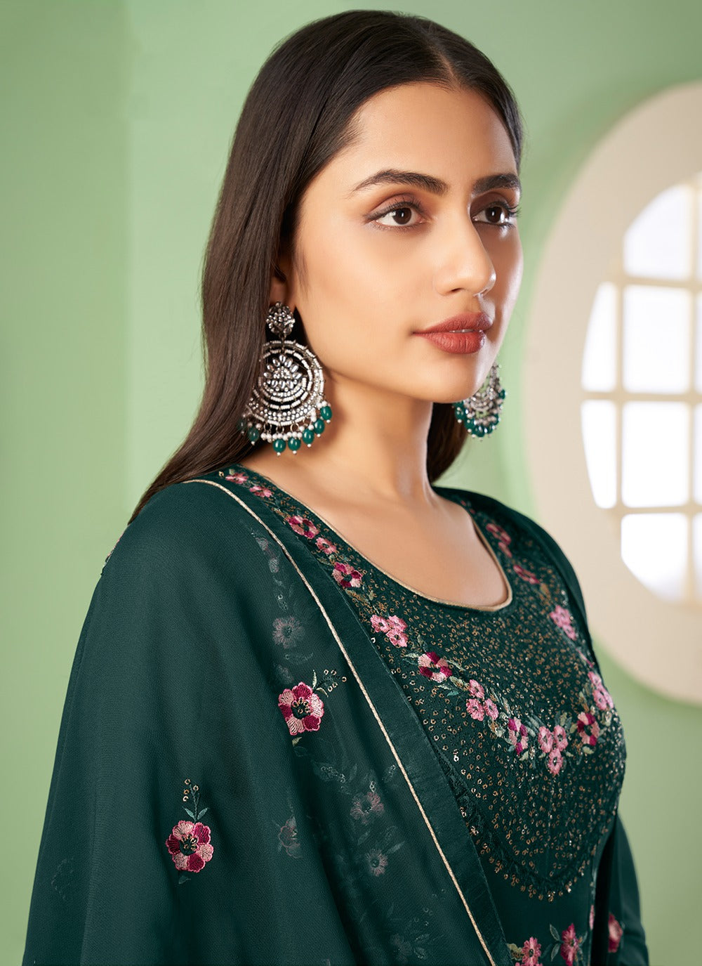 Dark Green Sharara Suit