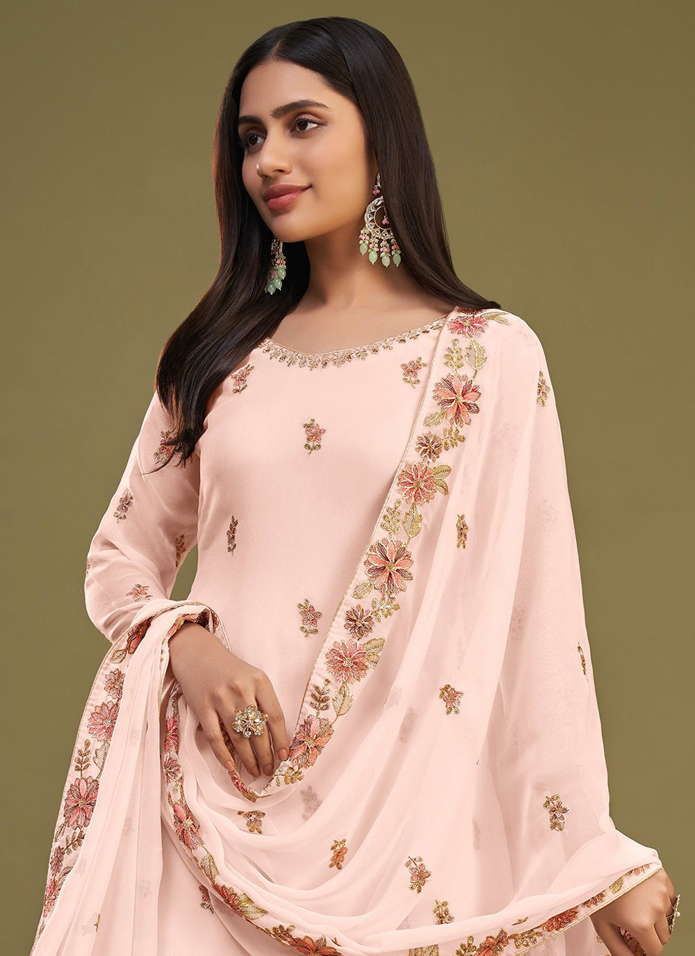 Peach color georgette sharara suit for women online