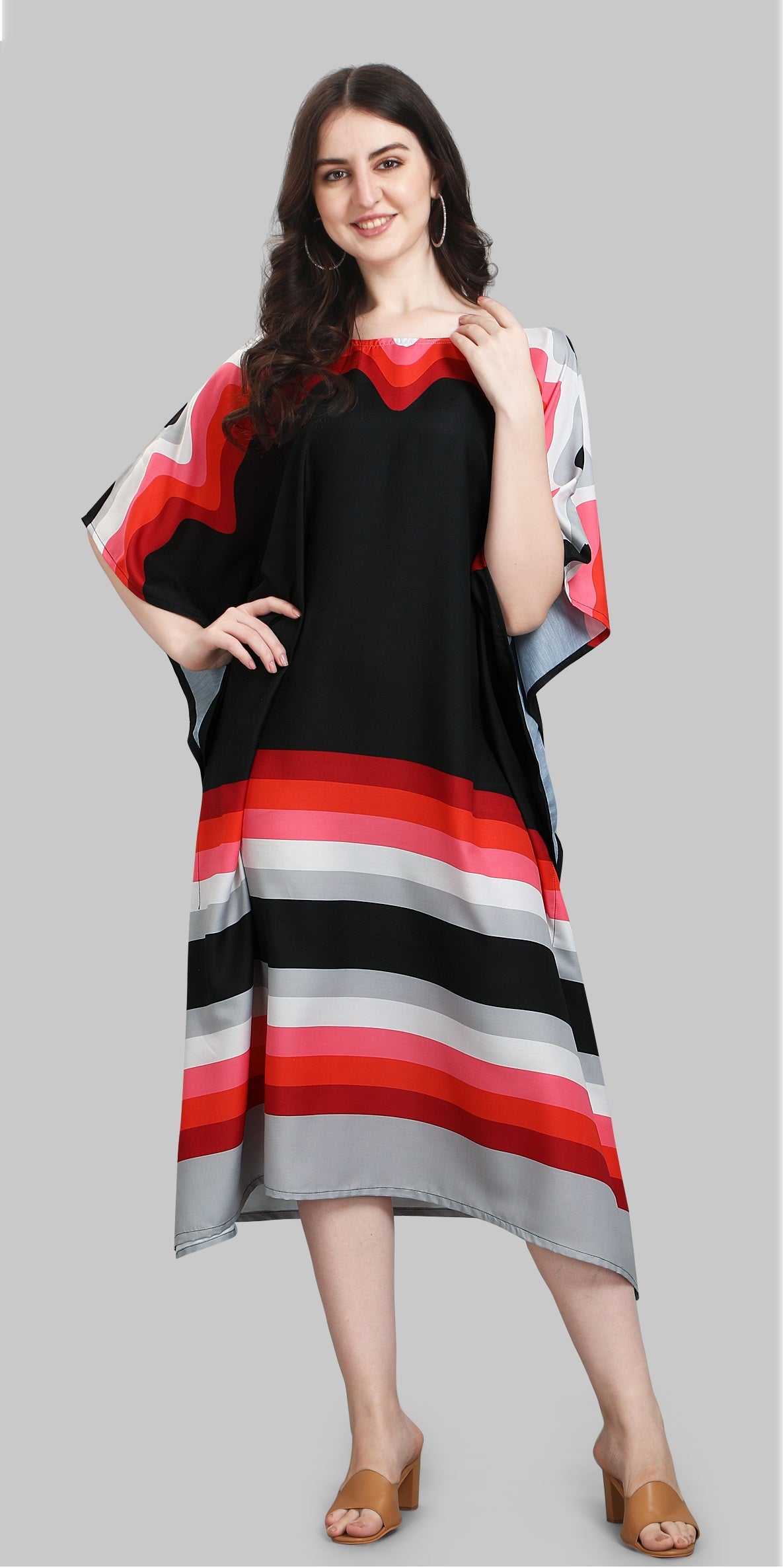 Multi color poly rayon kaftan for women
