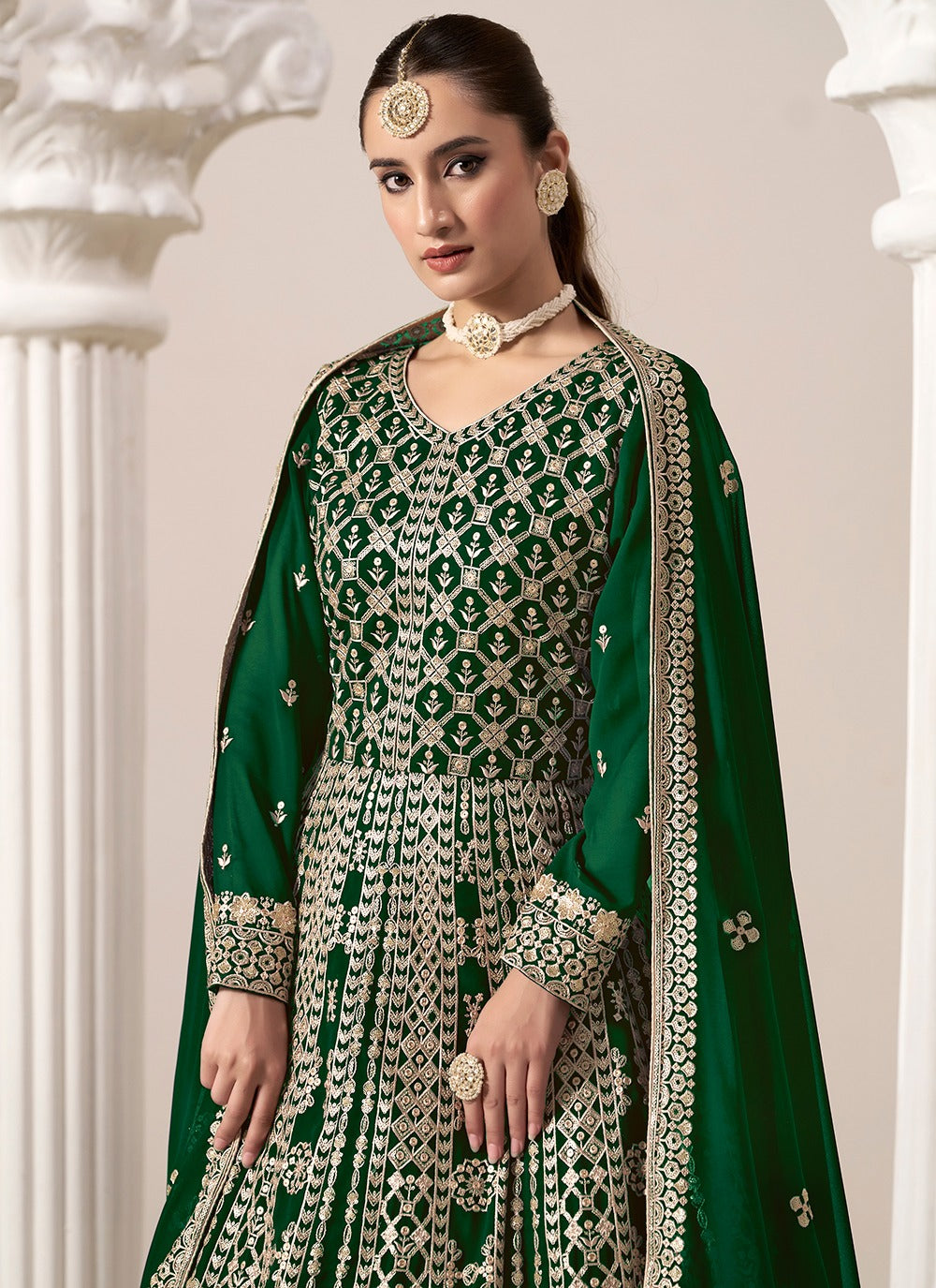 Green Ethnic dress for mehndi function