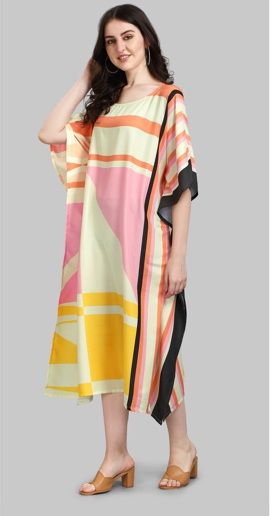 Multi color poly rayon caftan for women