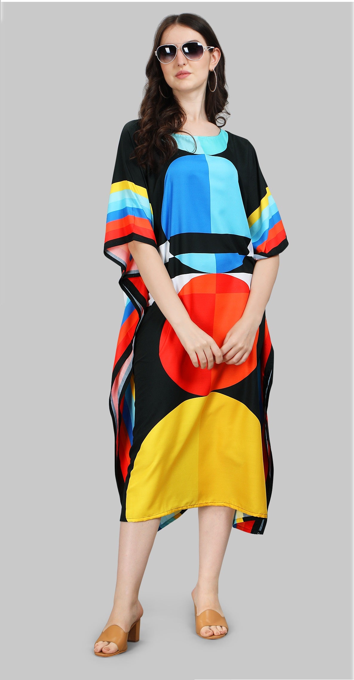 Multi color poly rayon kaftan for women
