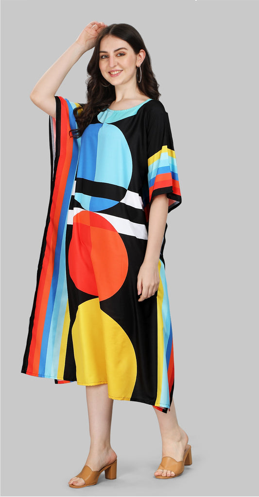 Multi color poly rayon kaftan for party