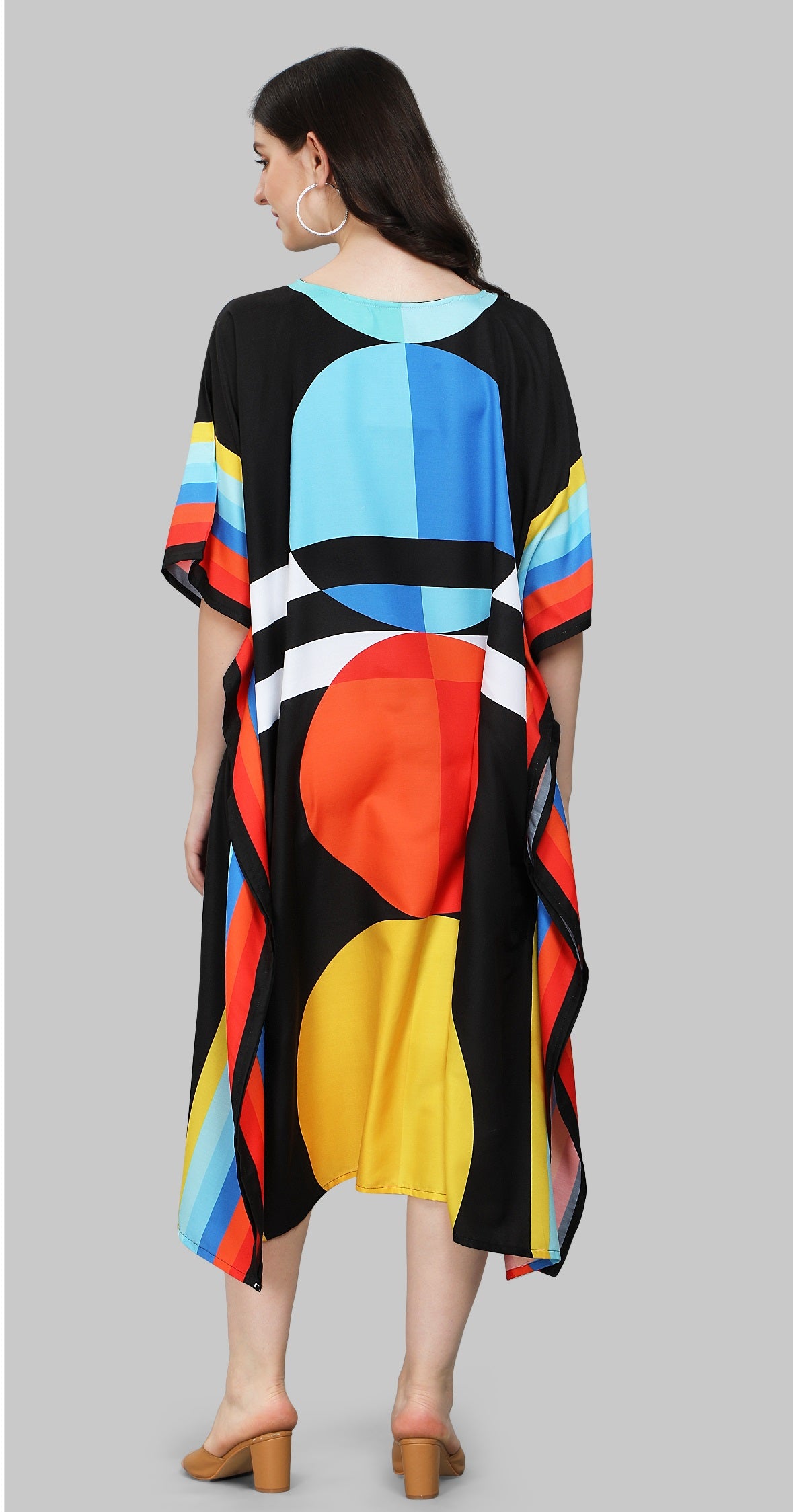 Multi color poly rayon kaftan with online
