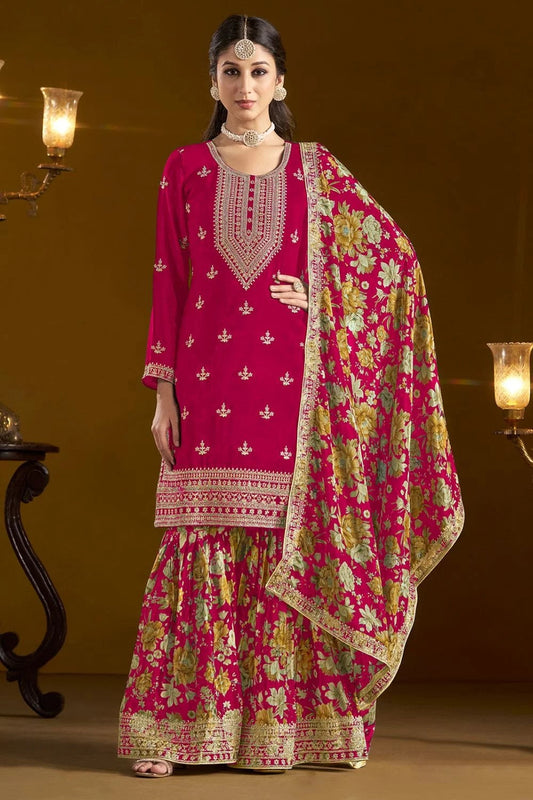 Rani Pink chinon Sharara Suit online