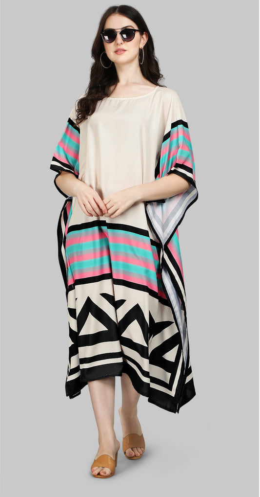 Multi color poly rayon kaftan for party