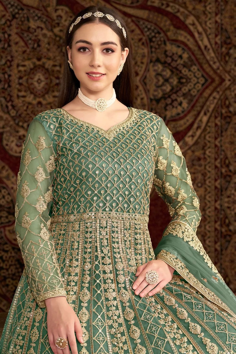 Green Ethnic dress for mehndi function