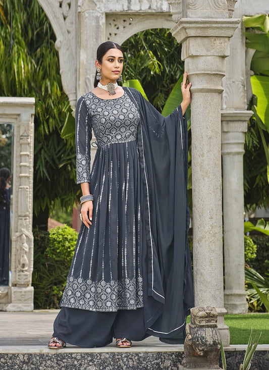 Grey salwar suit for women with dupatta