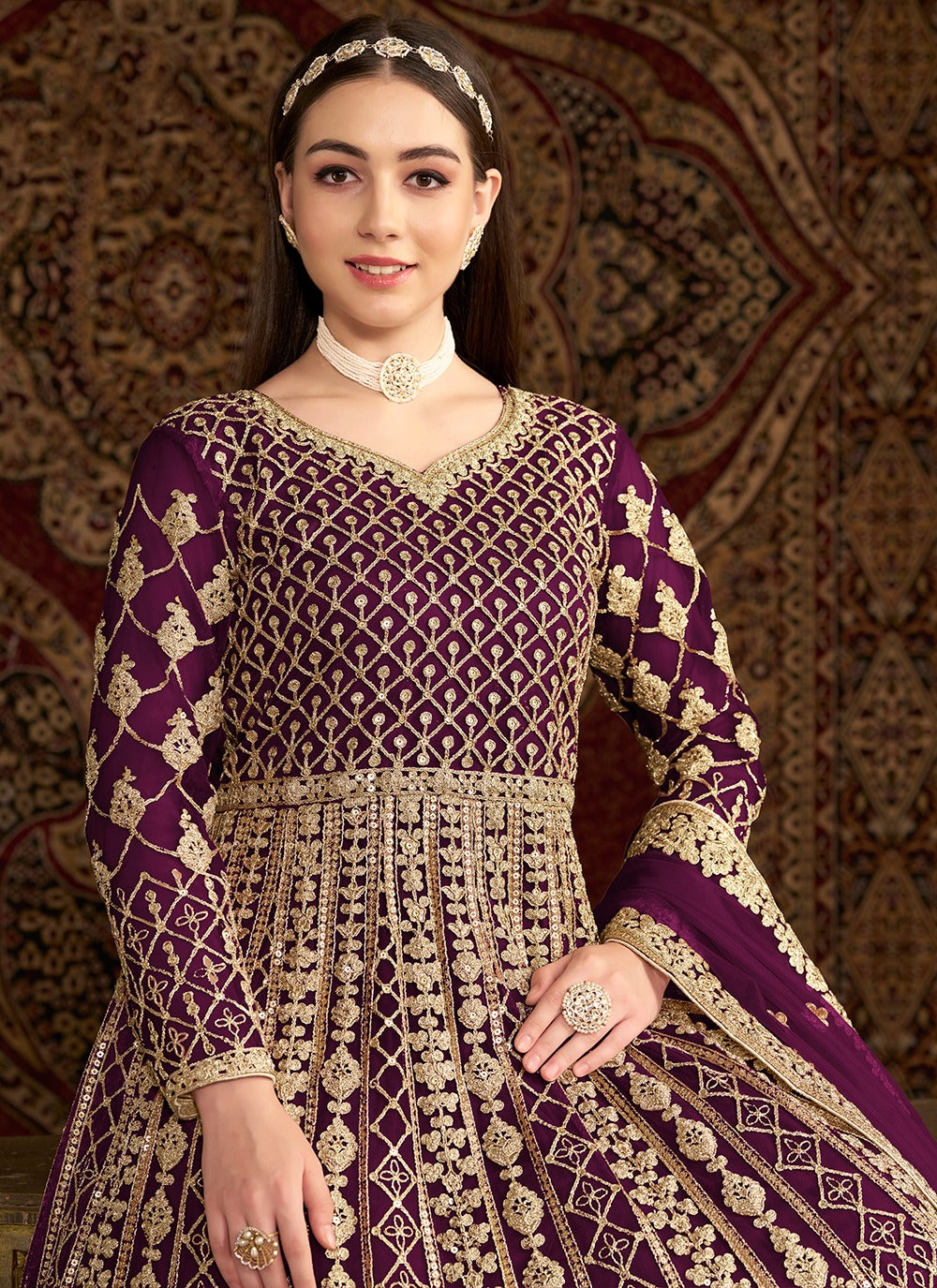 Wine color sharara suit for wedding