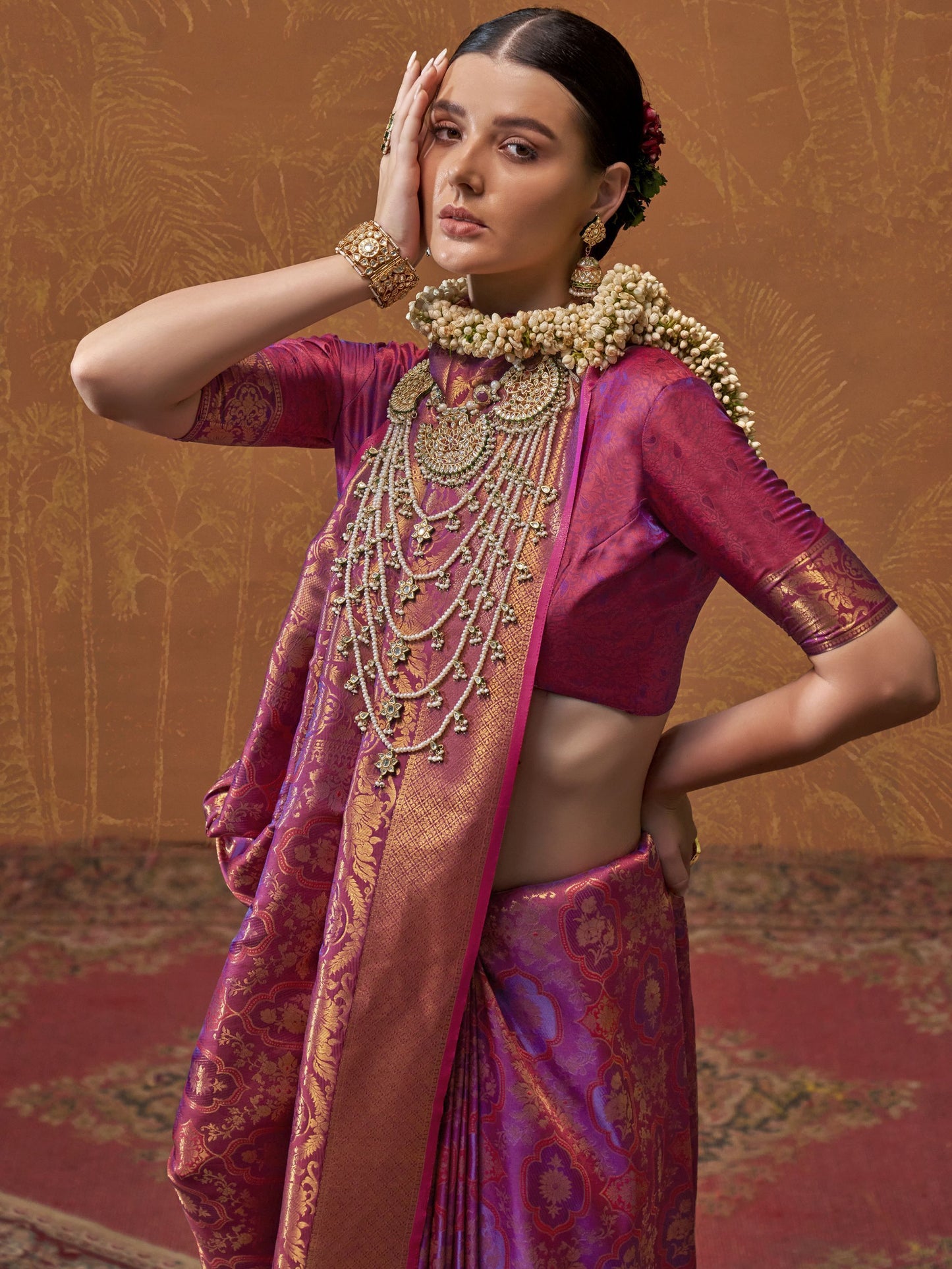 Purple colour Saree for wedding