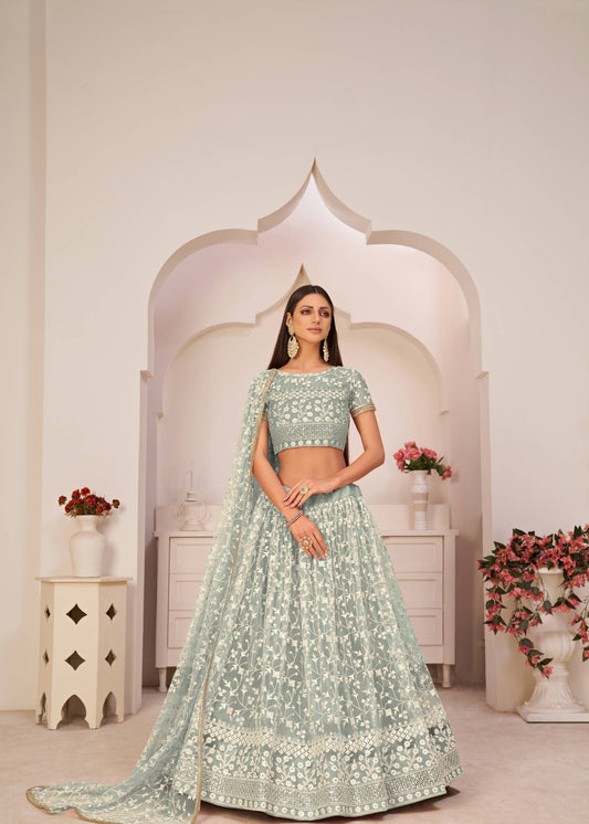 Dark green bridal lehenga choli