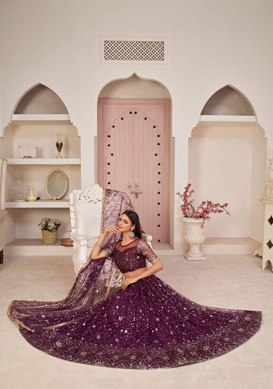 Wine lehenga choli for women with price
