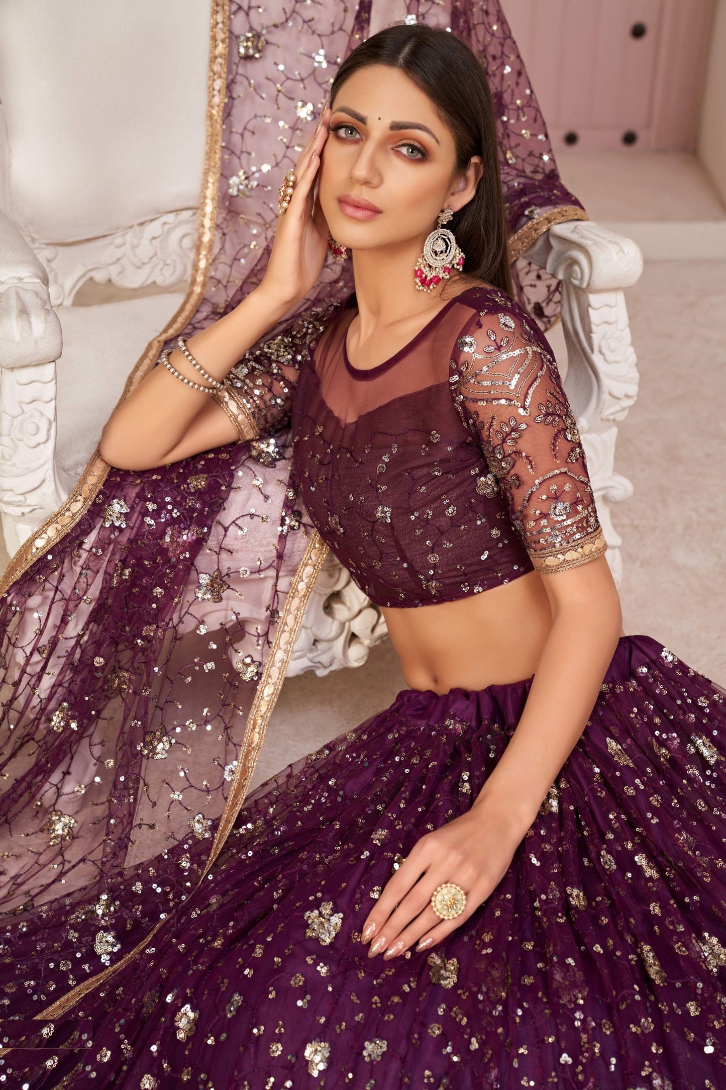 Wine colour Lehenga Bridal